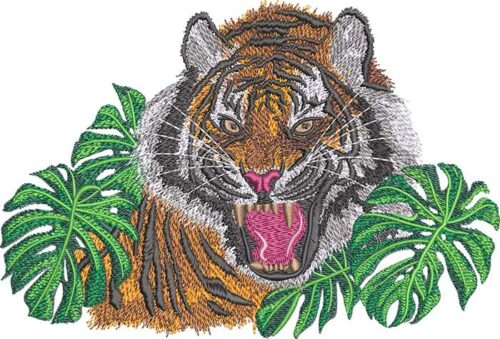 Tiger Roar embroidery design