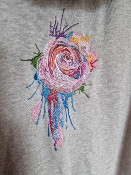 watercolor rose on t-shirt