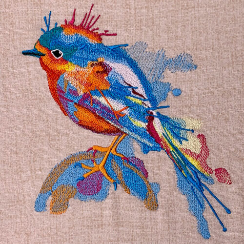 watercolor bird embroidery design