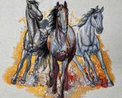 Three Horses Embroidery Design