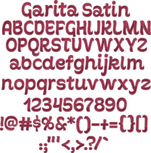 Garita Satin BX embroidery font