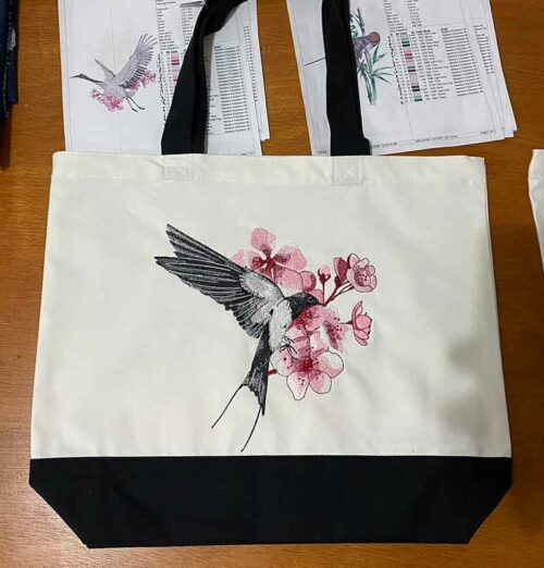 Okinawa bird with blossoms bag