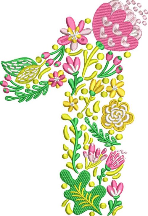 Summer Flowers Font 1 embroidery design