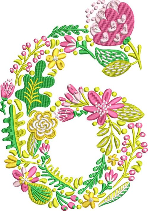 Summer Flowers Font 6 embroidery design