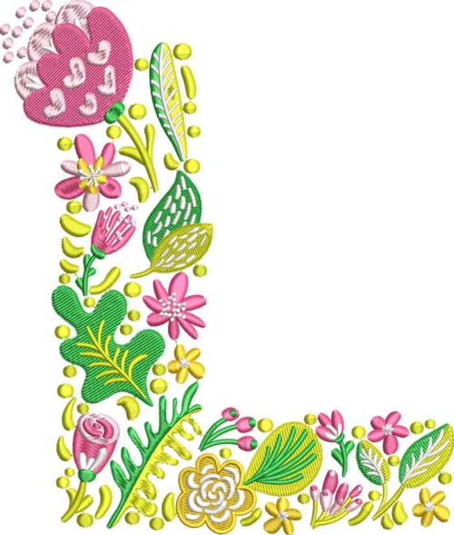 Summer Flowers Font L embroidery design