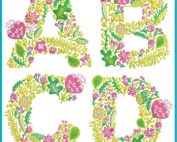 Summer Flowers Font ABCD Embroidery Design