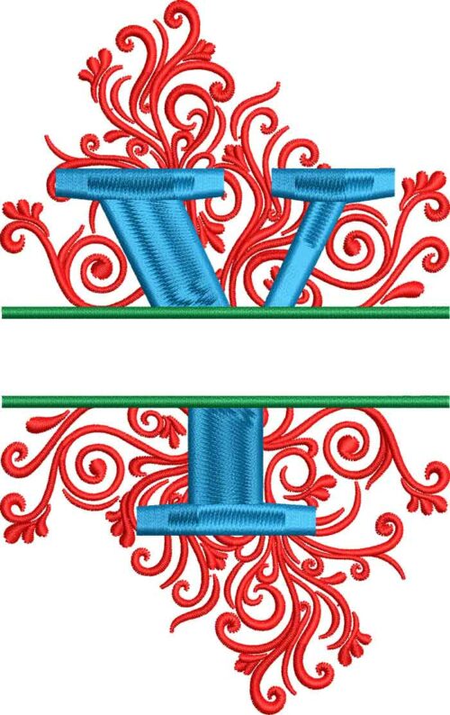 split swirls monogram Y embroidery design