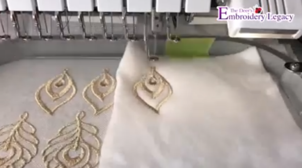 embroidering earrings on puff stuff