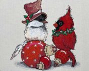 cardinal chickadee embroidery design
