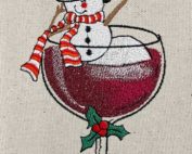 snowman wine glass embroidery design
