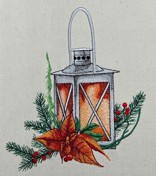 Christmas lantern embroidery design