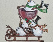 wine sled snowman embroidery design