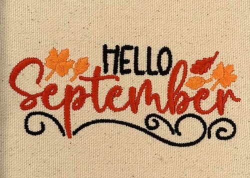 Hello September embroidery design