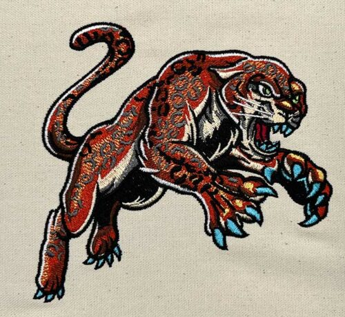 Leaping Jaguar embroidery design