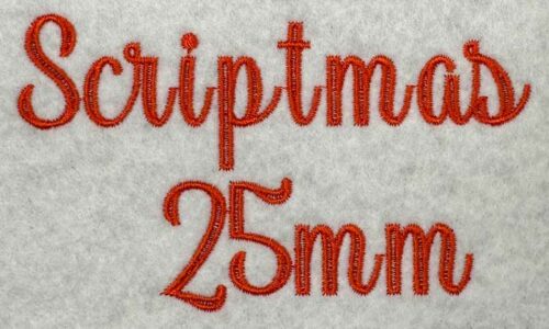 Scriptmas 25mm ESA Embroidery Font