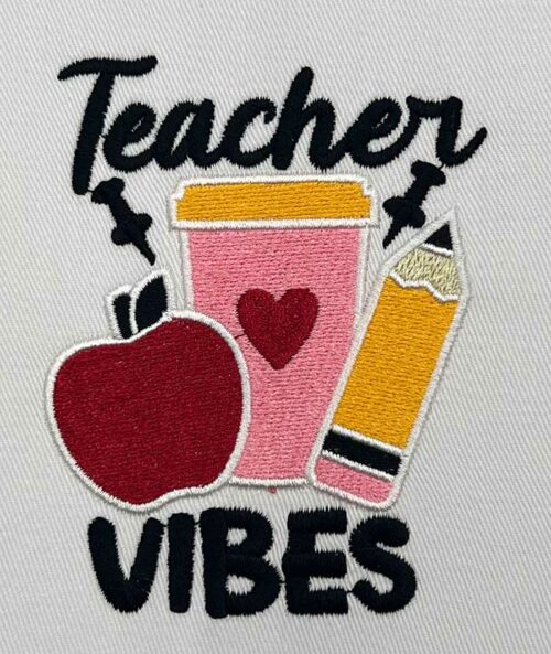 teacher vibes embroidery design