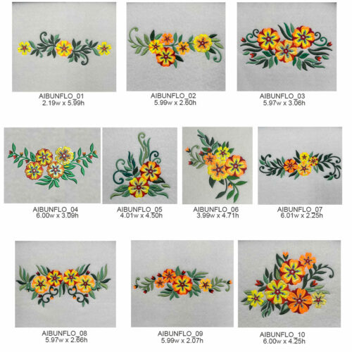 bunch of flowers embroidery designs