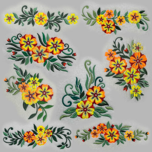 Bunch of flowers embroidery designs