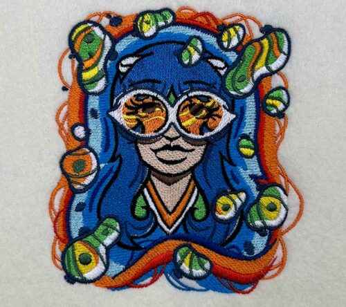 Girl with Glasses-Embroidery Design
