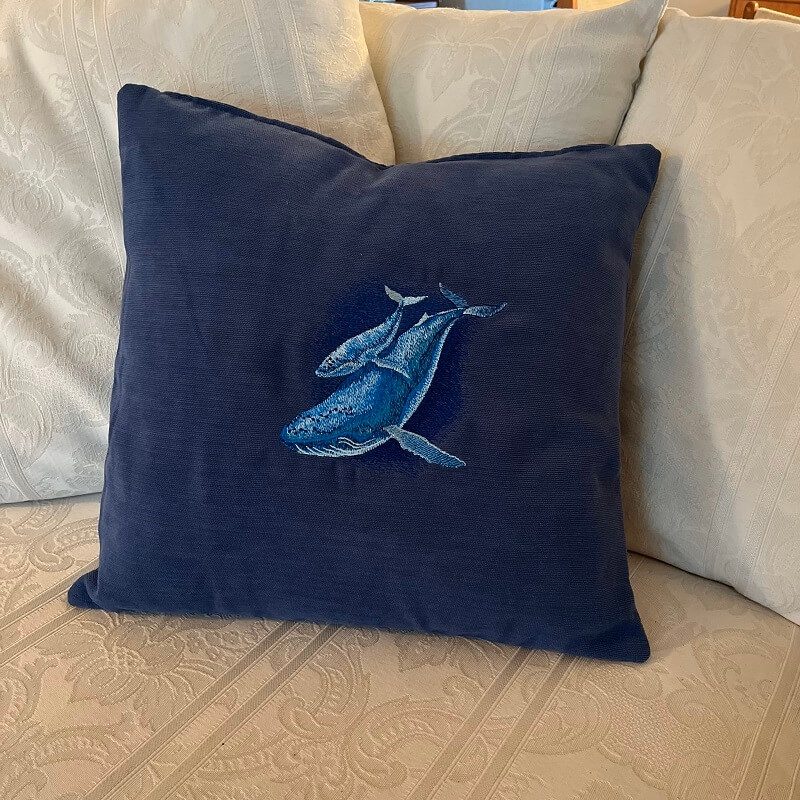 Whales Embroidered Pillows