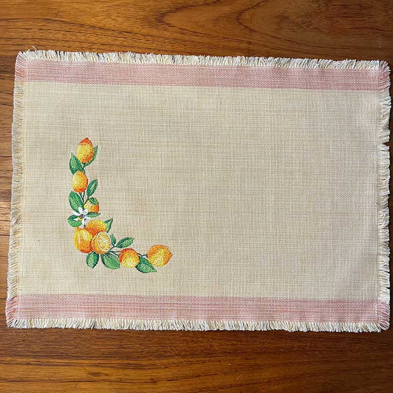 lemon drop embroidered placemat
