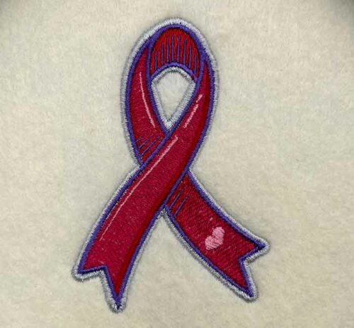 Cancer Awareness ribbon embroidery design