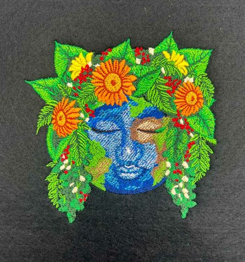 earth day face embroidery design