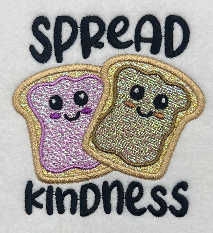 Spread kindness mylar embroidery design