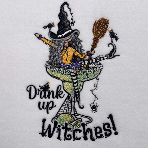 Drink Up Witches embroidery design