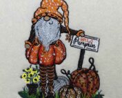 Pumpkin patch gnome embroidery design