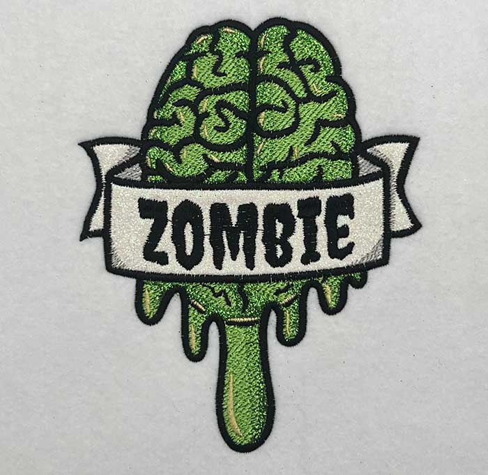 Zombie Brain applique embroidery design