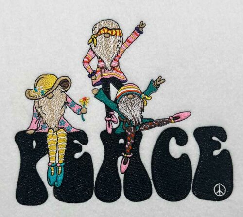 groovy peace gnome embroidery design