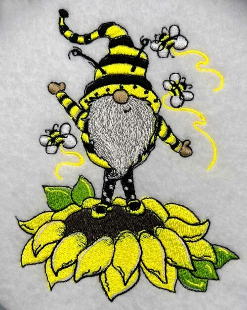 sunflower gnome embroidery design
