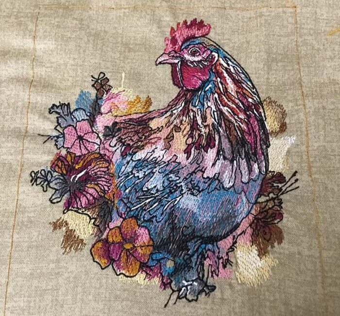 floral chicken 1 sew out