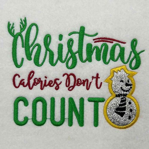 Christmas calories don't count embroidery design