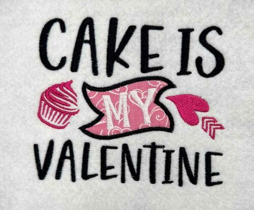 cake is my valentine embroidery design