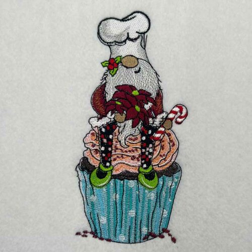 gnome cupcake embroidery design