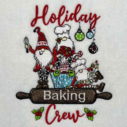 holiday baking crew embroidery design