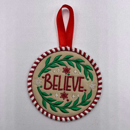 Christmas Ornament Believe embroidery design