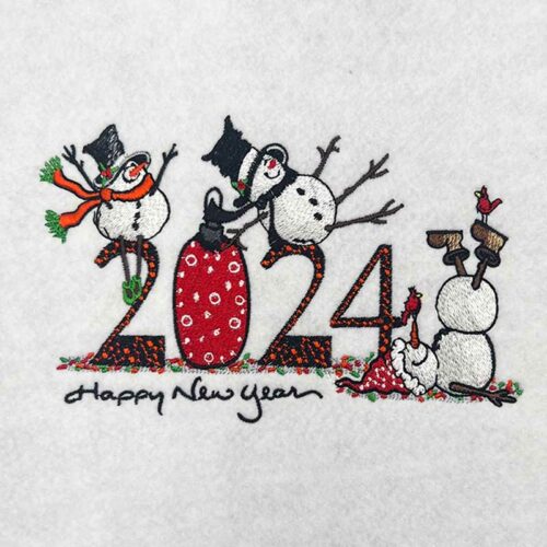 Happy New Year 2024 embroidery design