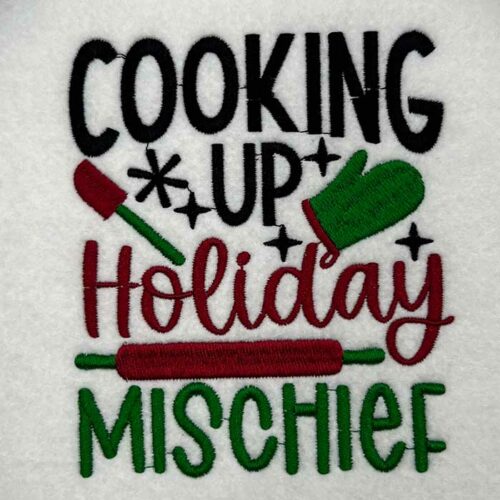 Cooking up mischief embroidery design