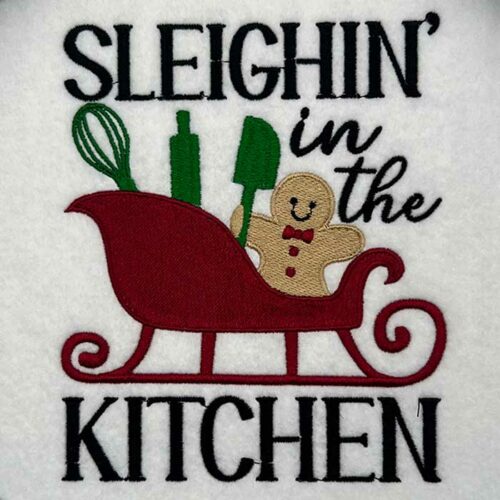 sleighin kitchen embroidery design