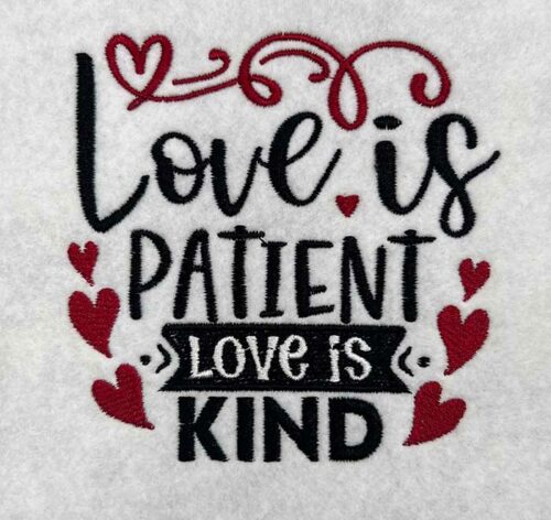 love is patient embroidery design