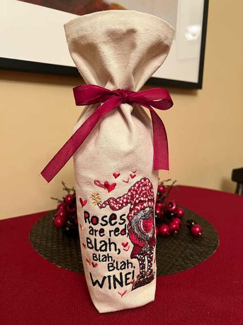 rose red wine gnome bag