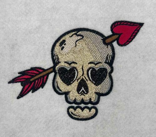 skull arrow applique embroidery design