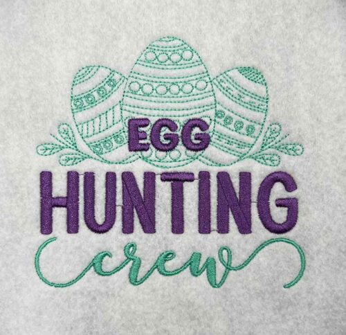 egg hunting crew embroidery design