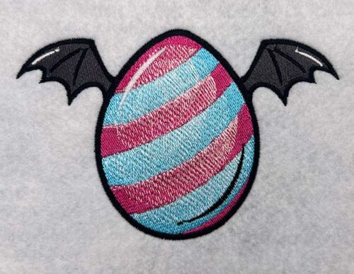 egg bat wings embroidery design