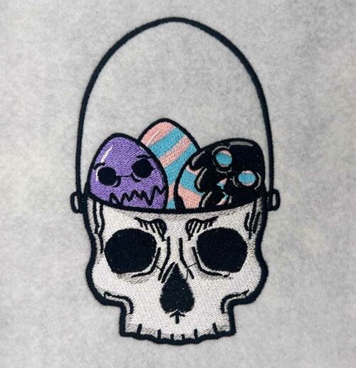 egg skull embroidery design