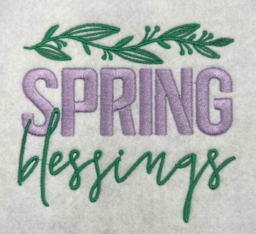 spring blessing embroidery design