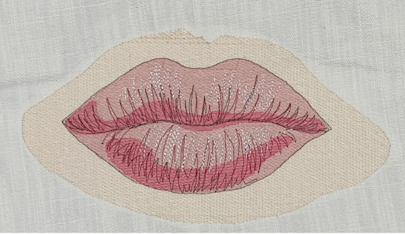 lips stitched doodled